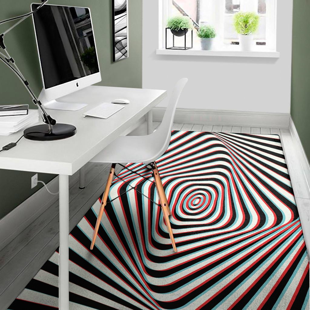 anaglyph optical illusion print area rug floor decor 3590