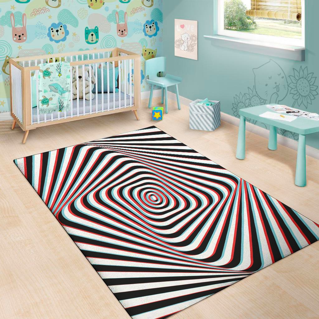 anaglyph optical illusion print area rug floor decor 6607