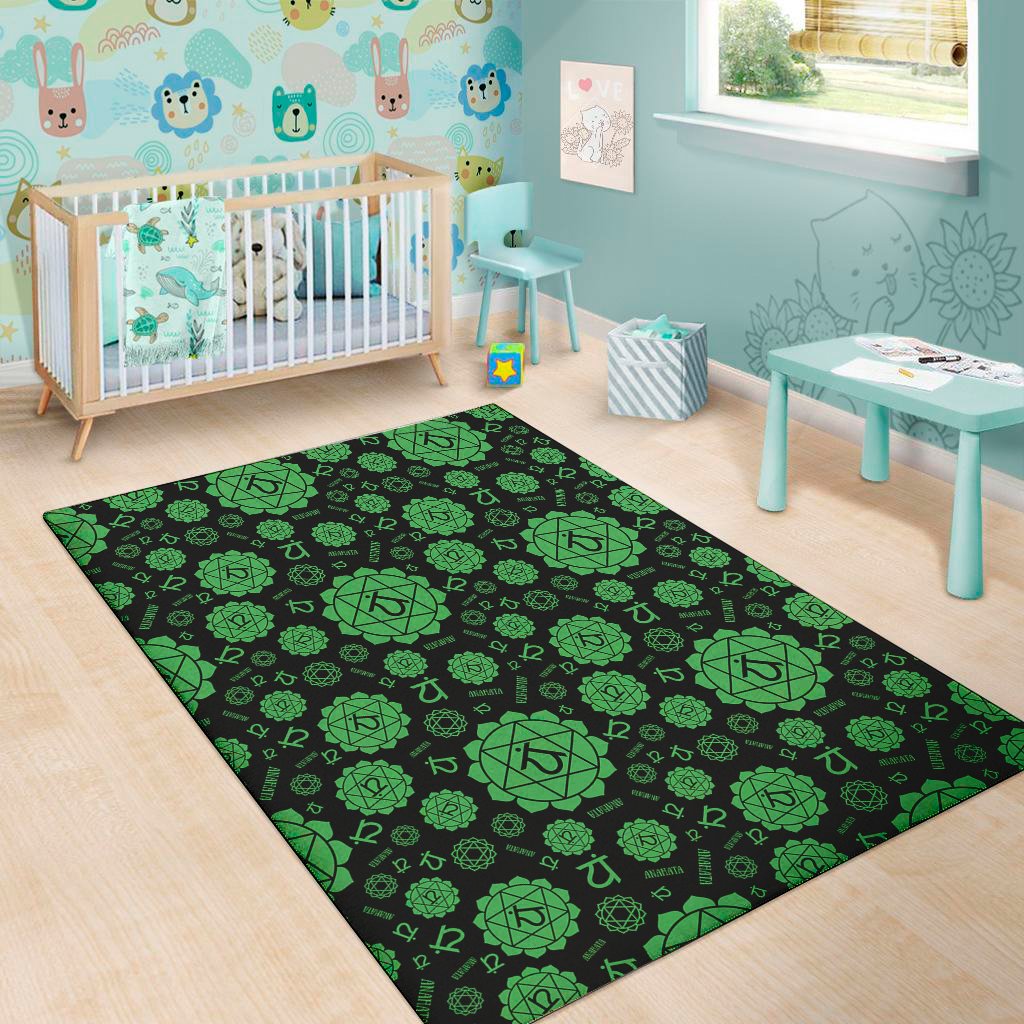 anahata chakra pattern print area rug floor decor 7008