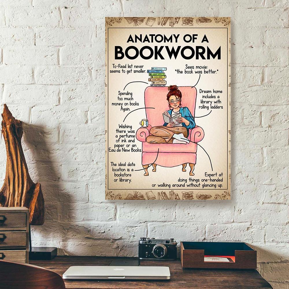 anatomy of a bookworm canvas prints wall art decor 3089