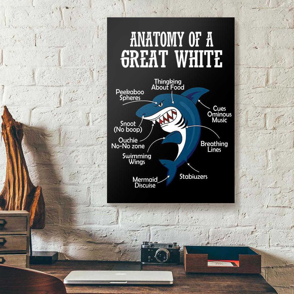 anatomy of a great white shark canvas prints wall art decor 4701
