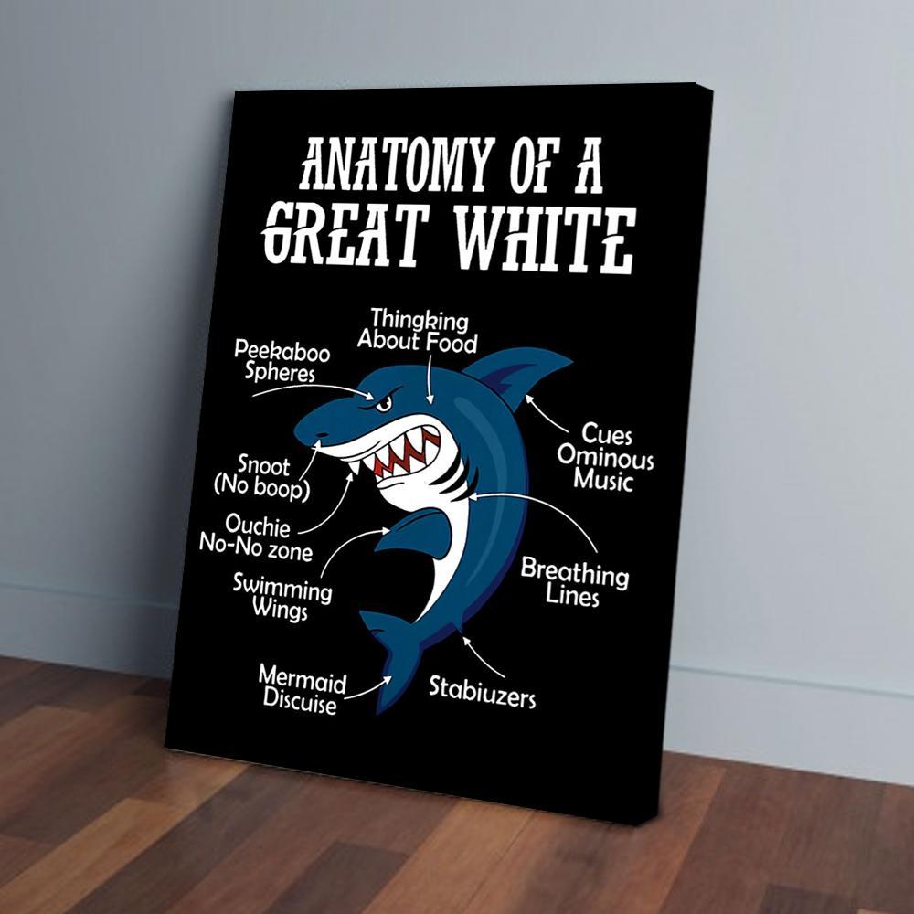 anatomy of a great white shark canvas prints wall art decor 7426