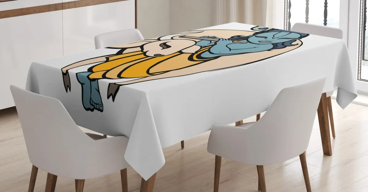 ancient character playing 3d printed tablecloth table decor 6521