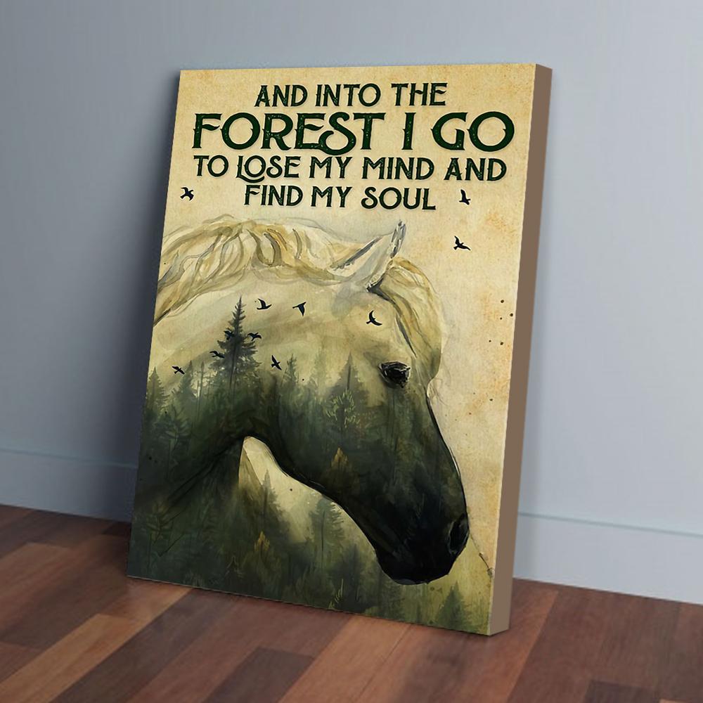 and into the forest i go horse canvas prints wall art decor 3001