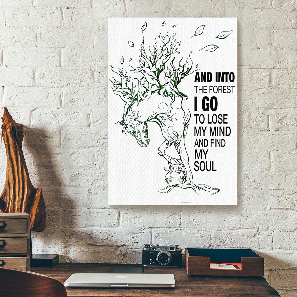 and into the forest i go horse canvas prints wall art decor 7230