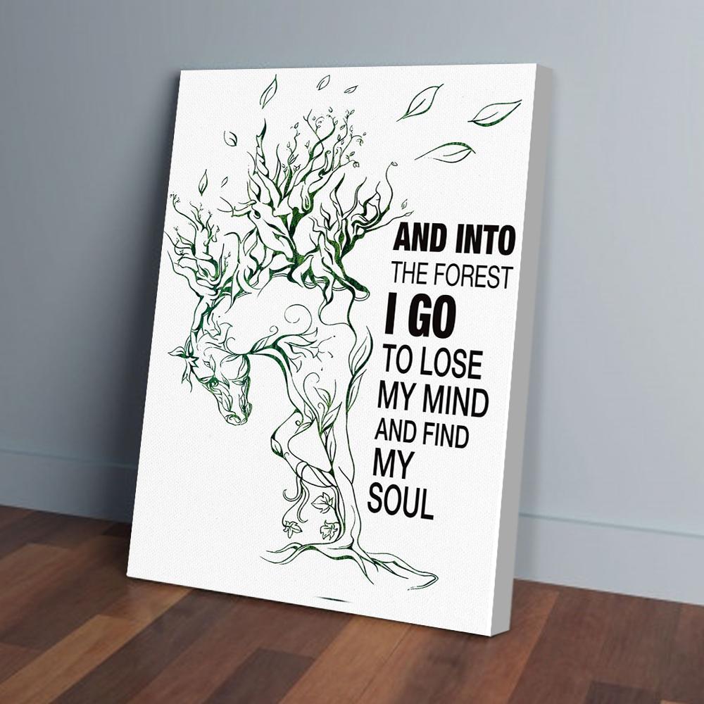 and into the forest i go horse canvas prints wall art decor 8782