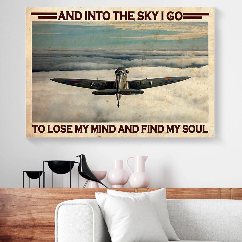 and into the sky i go to lose my mind pilot horizontal canvas prints wall art decor 8137