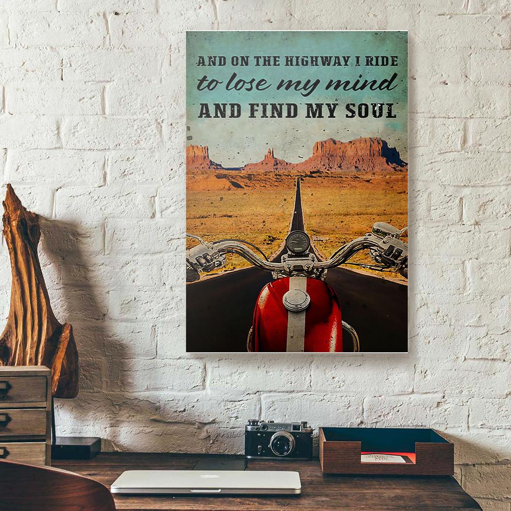 and on the highway i ride motorcycle canvas prints wall art decor 3201