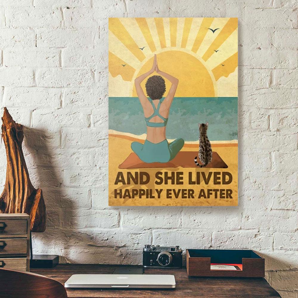 And She Lived Happily Ever After Girl Yoga With Cat Canvas Prints - Wall Art Decor and she lived happily ever after girl yoga with cat canvas prints wall art decor 8236