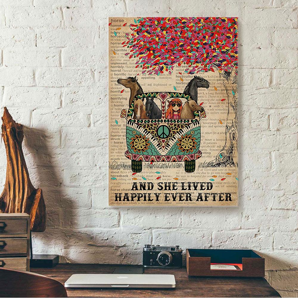 And She Lived Happily Ever After Horse Hippie Girl Canvas Prints - Wall Art Decor and she lived happily ever after horse hippie girl canvas prints wall art decor 1312