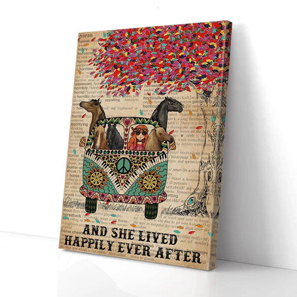 And She Lived Happily Ever After Horse Hippie Girl Canvas Prints - Wall Art Decor and she lived happily ever after horse hippie girl canvas prints wall art decor 2809