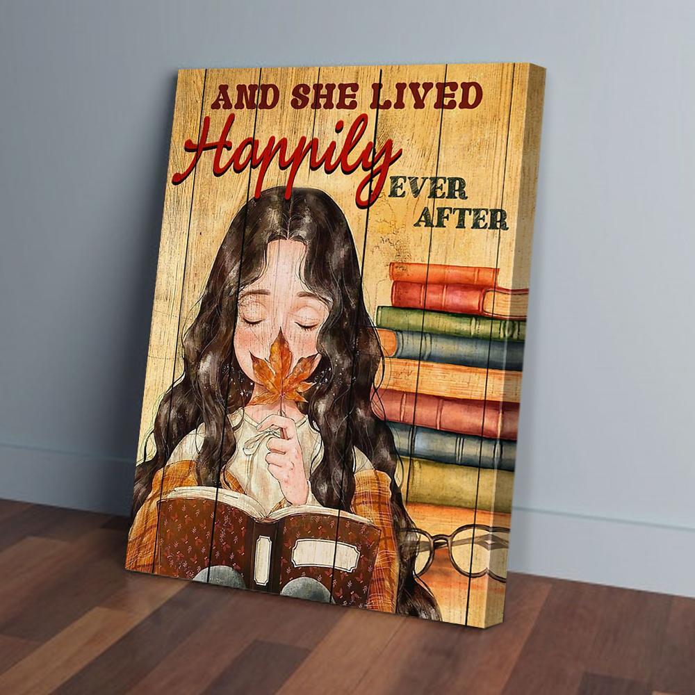 and she lived happily ever after librarian canvas prints wall art decor 1684