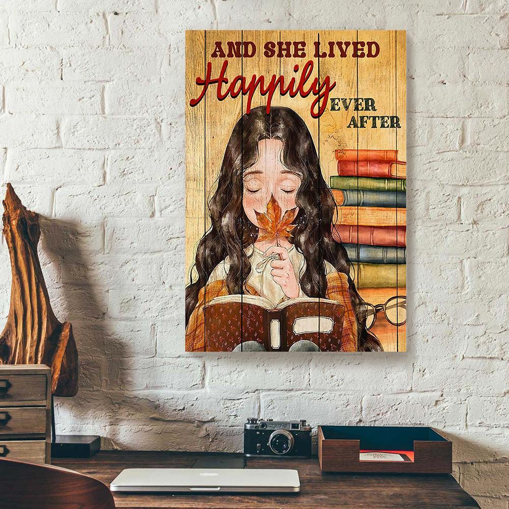 and she lived happily ever after librarian canvas prints wall art decor 7951