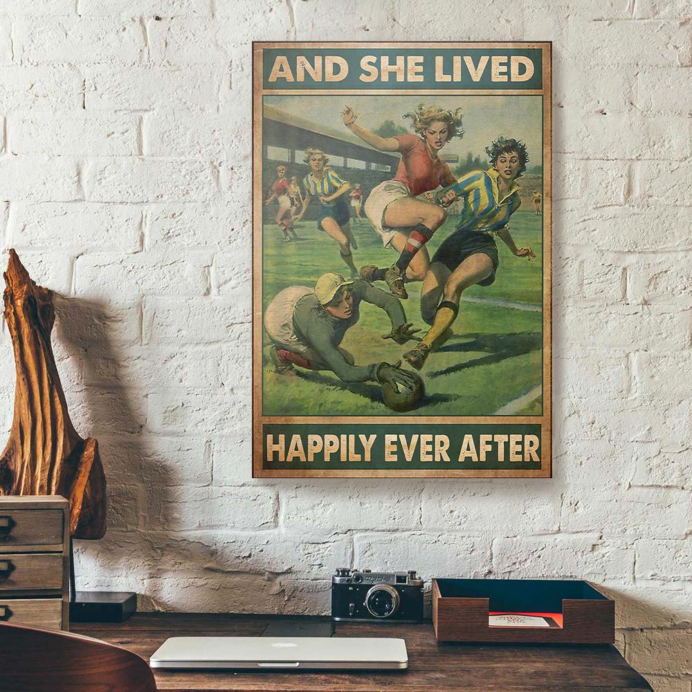 and she lived happily ever after soccer canvas prints wall art decor 2911