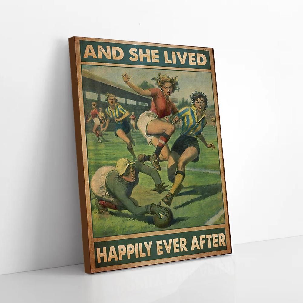 and she lived happily ever after soccer canvas prints wall art decor 5999