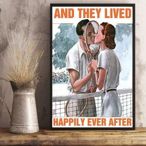 and they lived happily ever after tennis love canvas prints wall art decor 8722