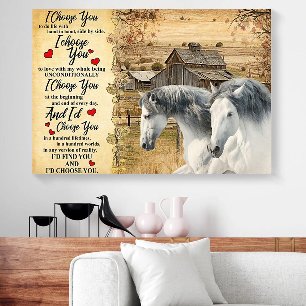 andalusian horse love canvas prints wall art decor 6189