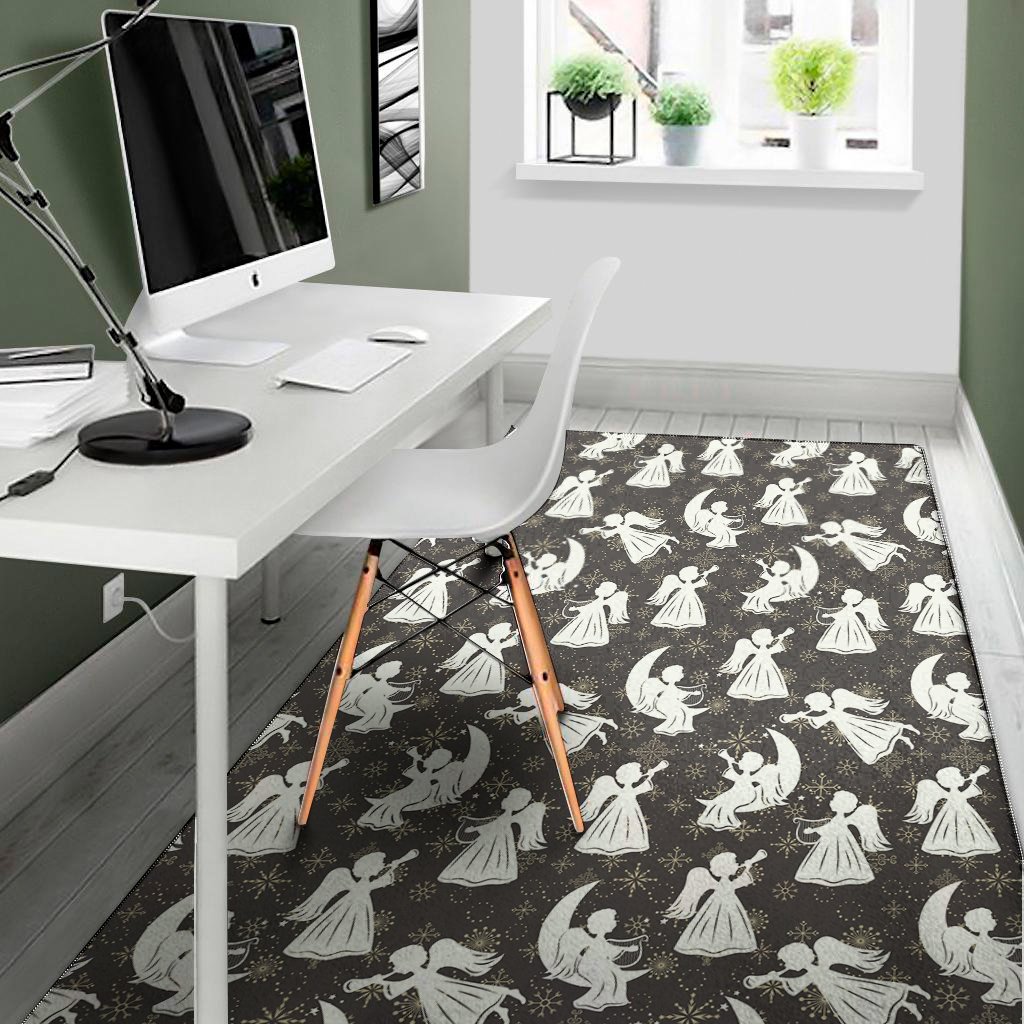angel and snowflake pattern print area rug floor decor 2618