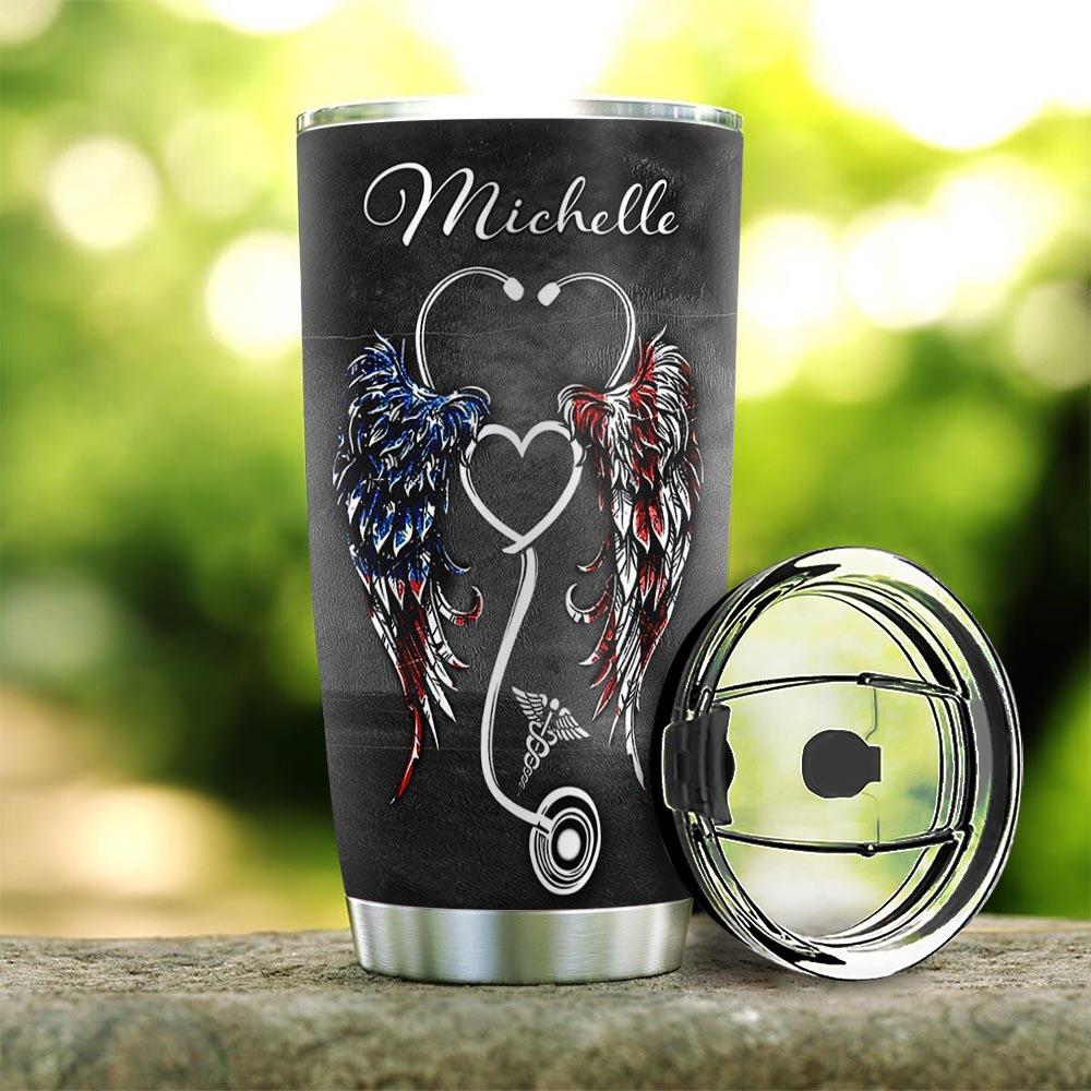 Angel Nurse Personalized Stainless Steel Tumbler angel nurse personalized stainless steel tumbler 7626