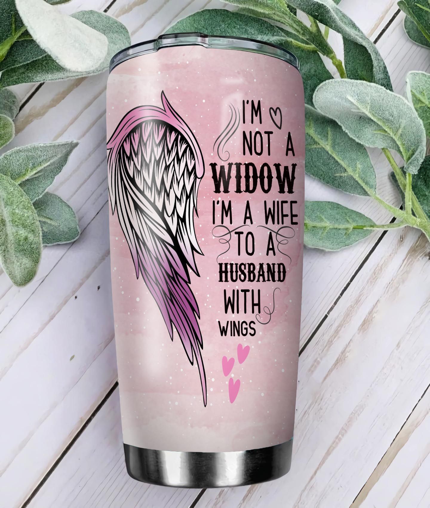 angel wings not a widow personalized stainless steel tumbler 1702