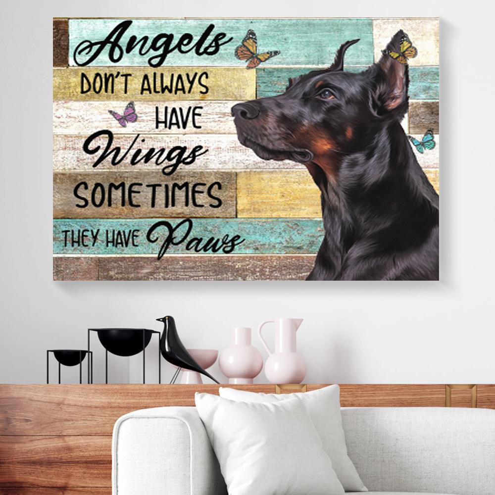 angels dont always have wings doberman canvas prints wall art decor 1579