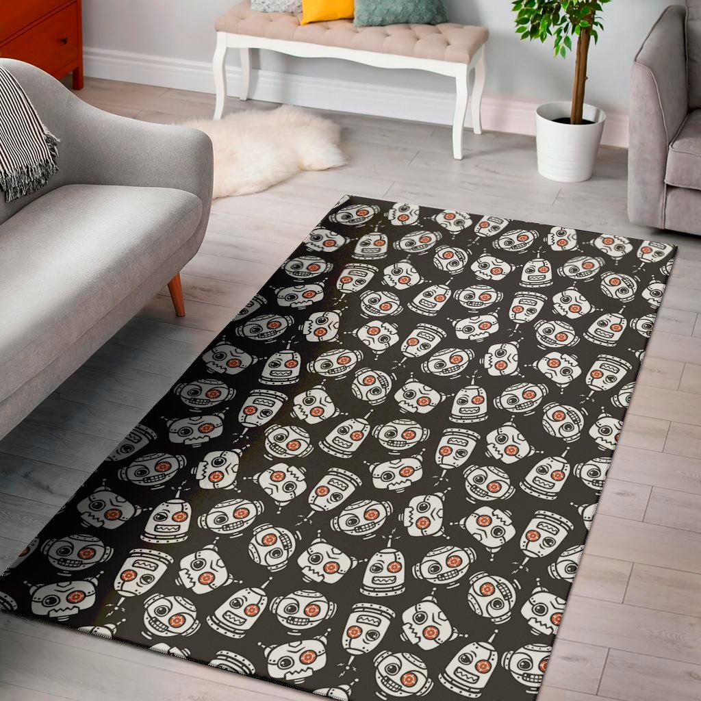 angry robot pattern print area rug floor decor 2245