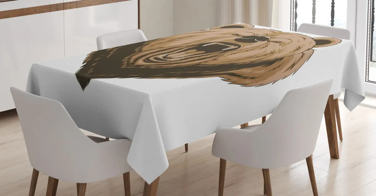 angry scary face mascot 3d printed tablecloth table decor 1320
