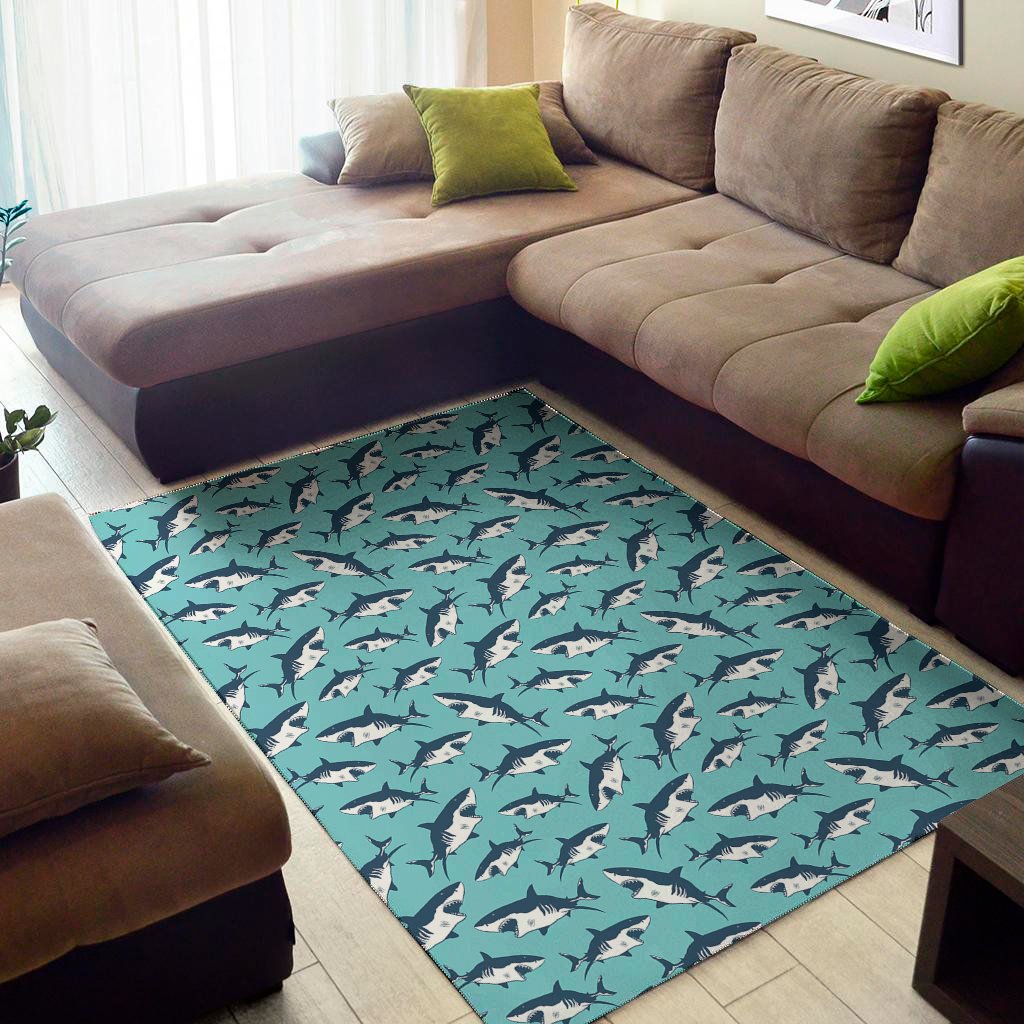 angry shark pattern print area rug floor decor 6523
