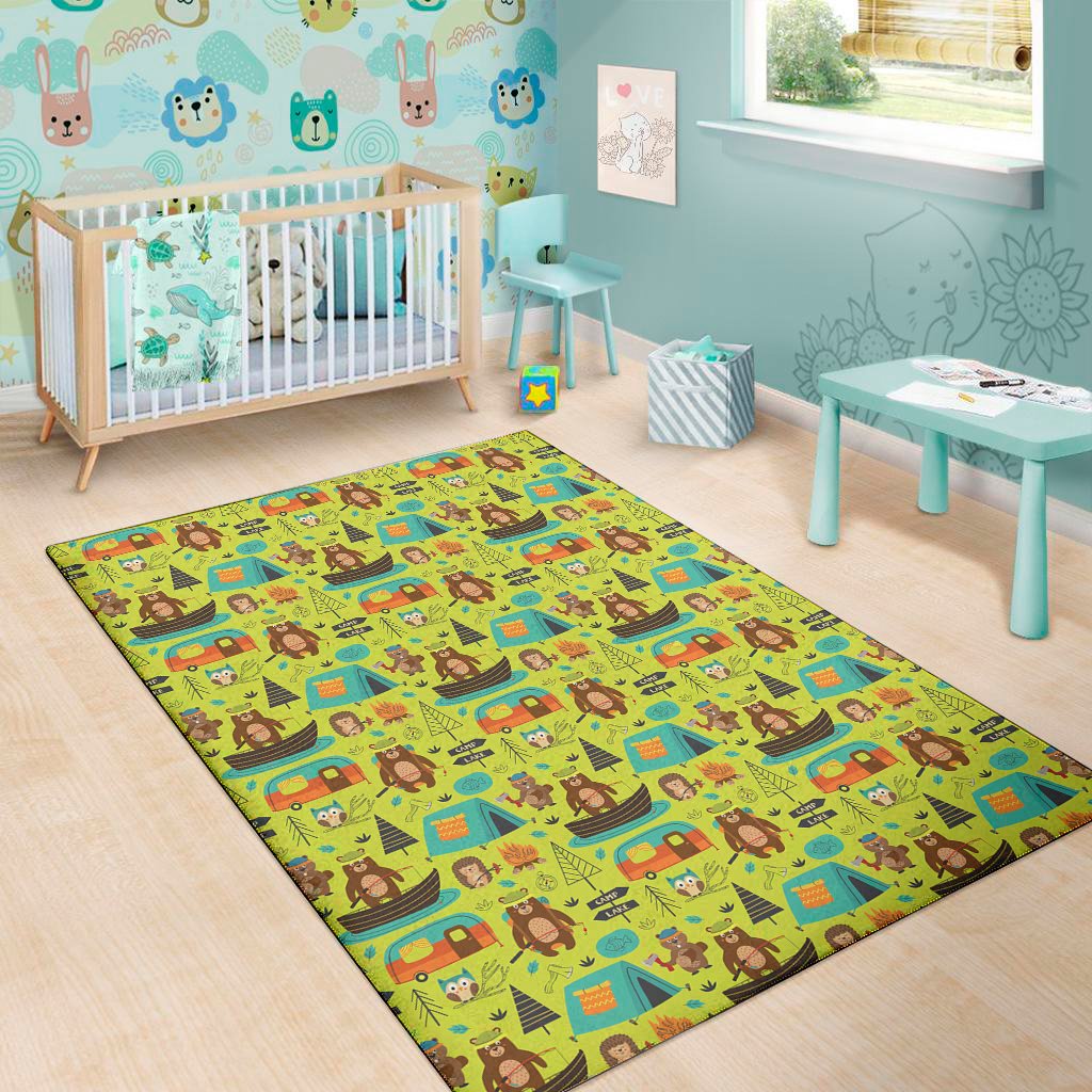 animal camping pattern print area rug floor decor 1738