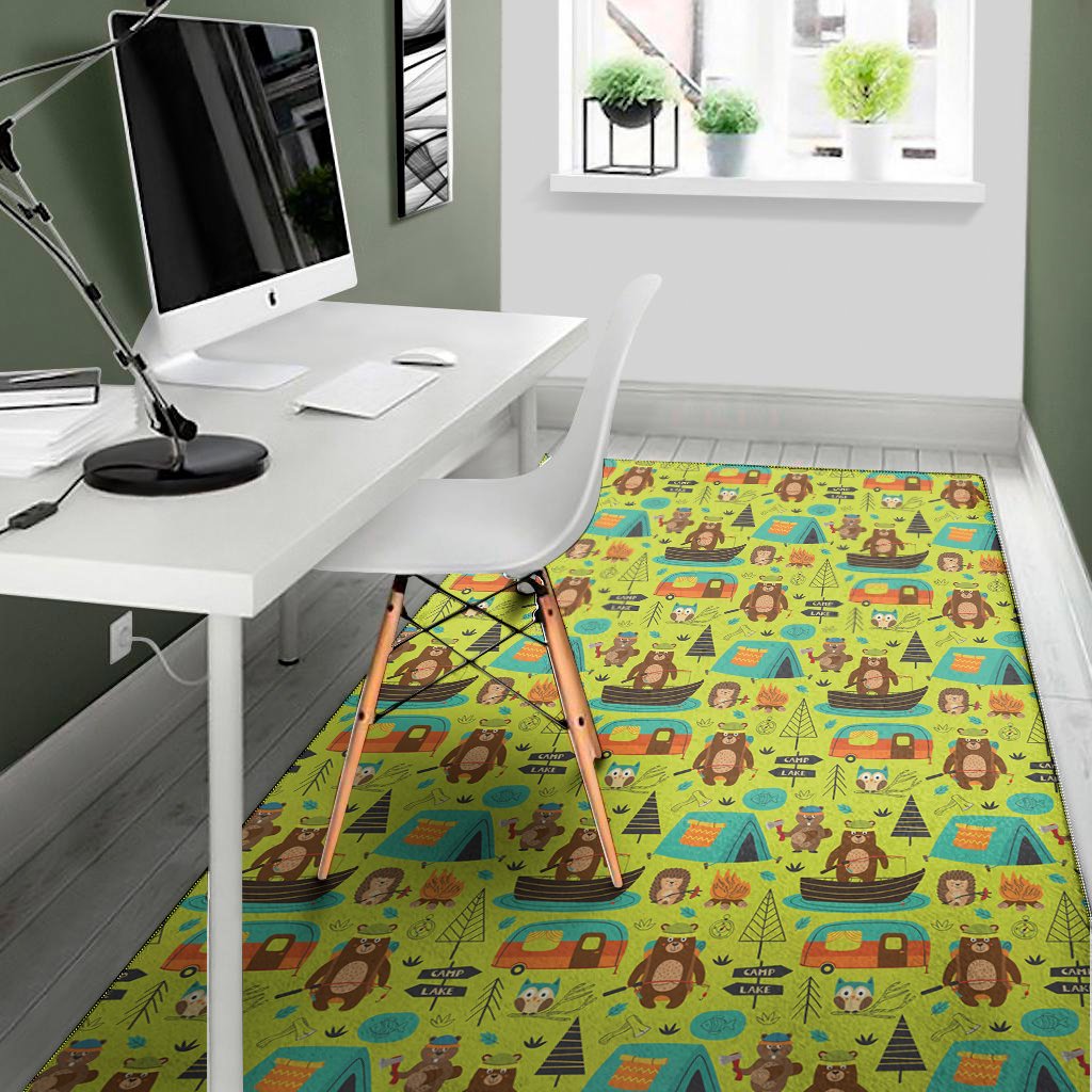 animal camping pattern print area rug floor decor 7125