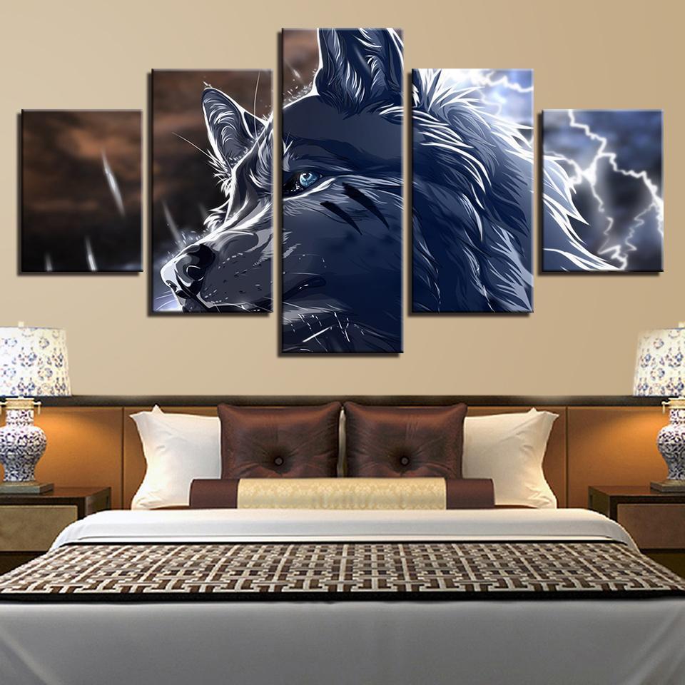 animal wolf abstract animal 5 panel canvas art wall decor 1832