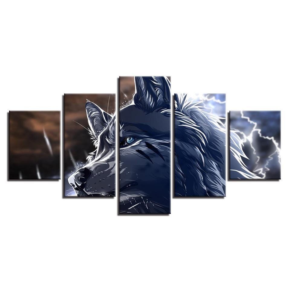 animal wolf abstract animal 5 panel canvas art wall decor 3781