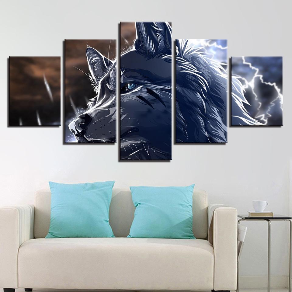 animal wolf abstract animal 5 panel canvas art wall decor 4523