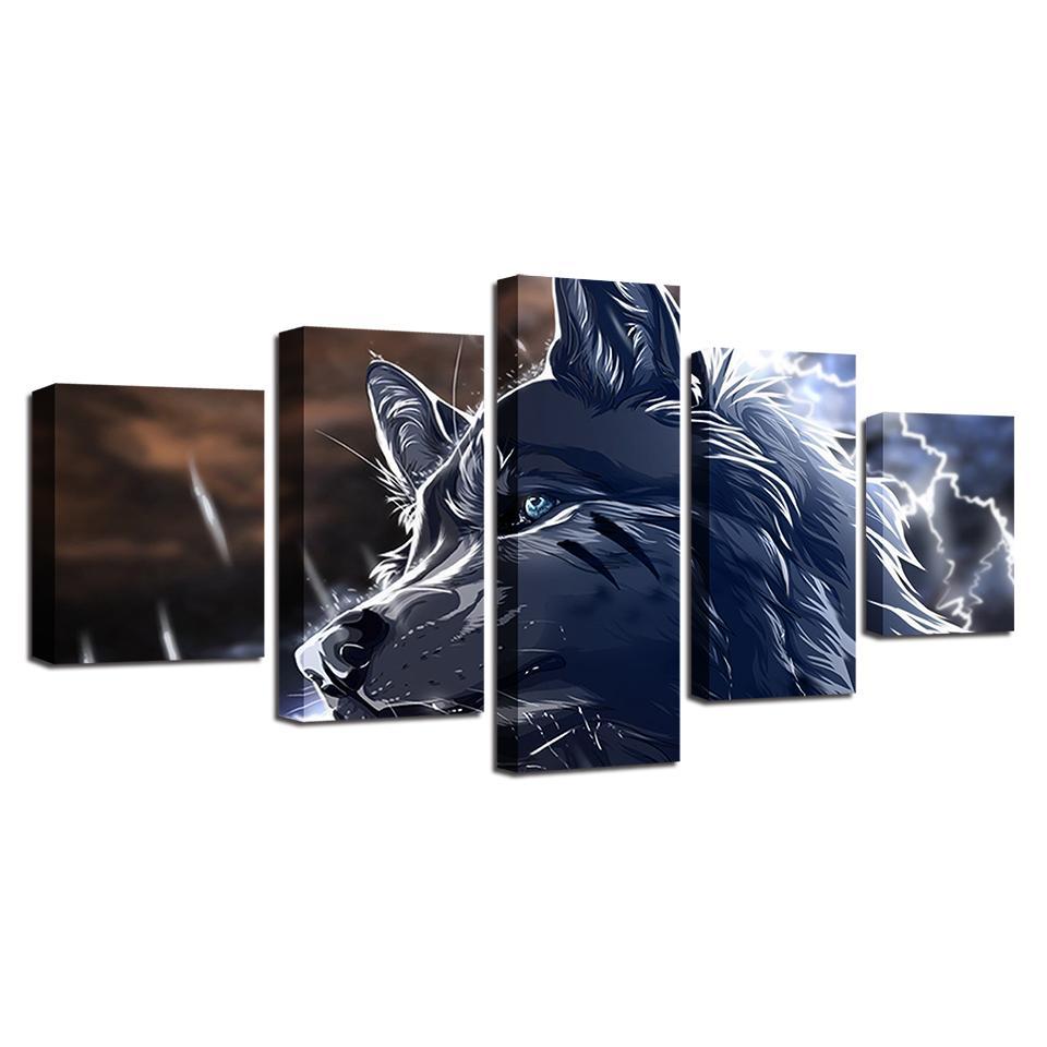 animal wolf abstract animal 5 panel canvas art wall decor 6158
