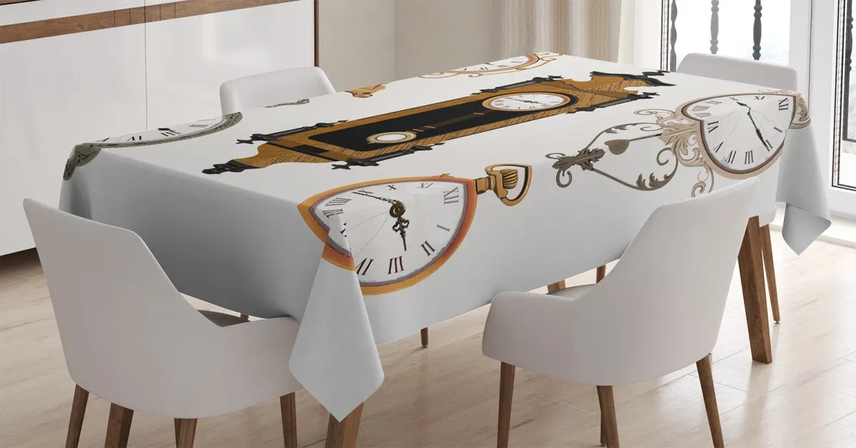 antique clocks pattern 3d printed tablecloth table decor 4633
