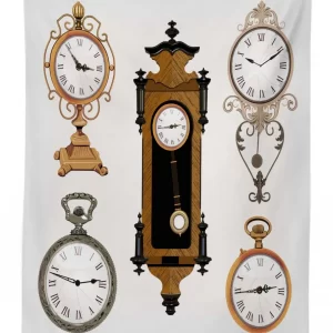 antique clocks pattern 3d printed tablecloth table decor 6462
