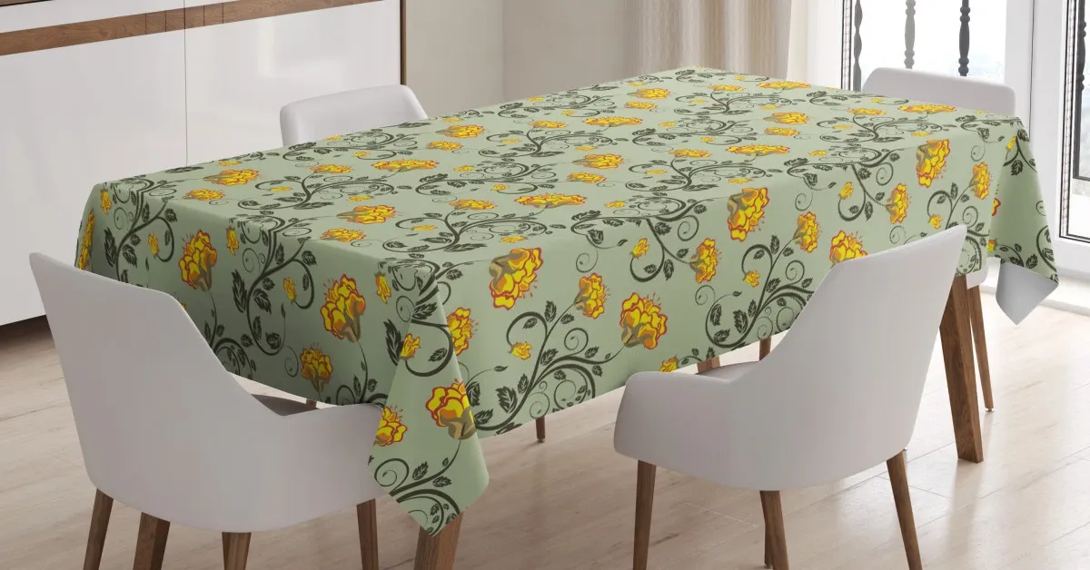 antique curlicue peduncle 3d printed tablecloth table decor 7116
