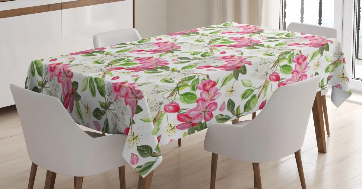 apple peach japanese 3d printed tablecloth table decor 3579