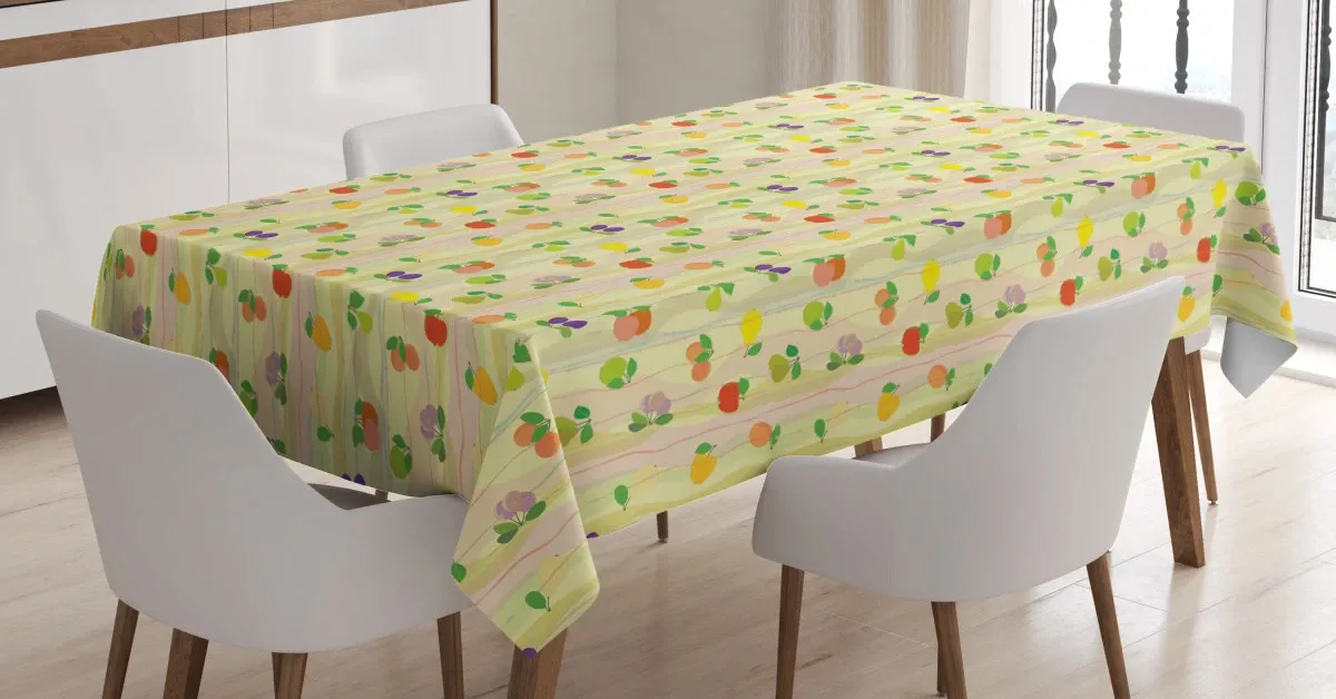 apple plum pear waves 3d printed tablecloth table decor 6316