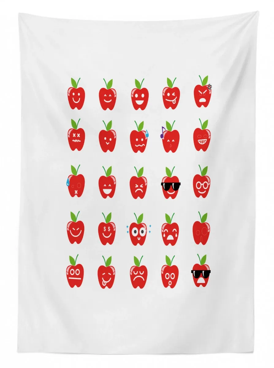 apples with faces happy 3d printed tablecloth table decor 6942