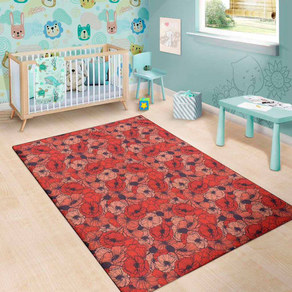 armistice day poppy pattern print area rug floor decor 7224