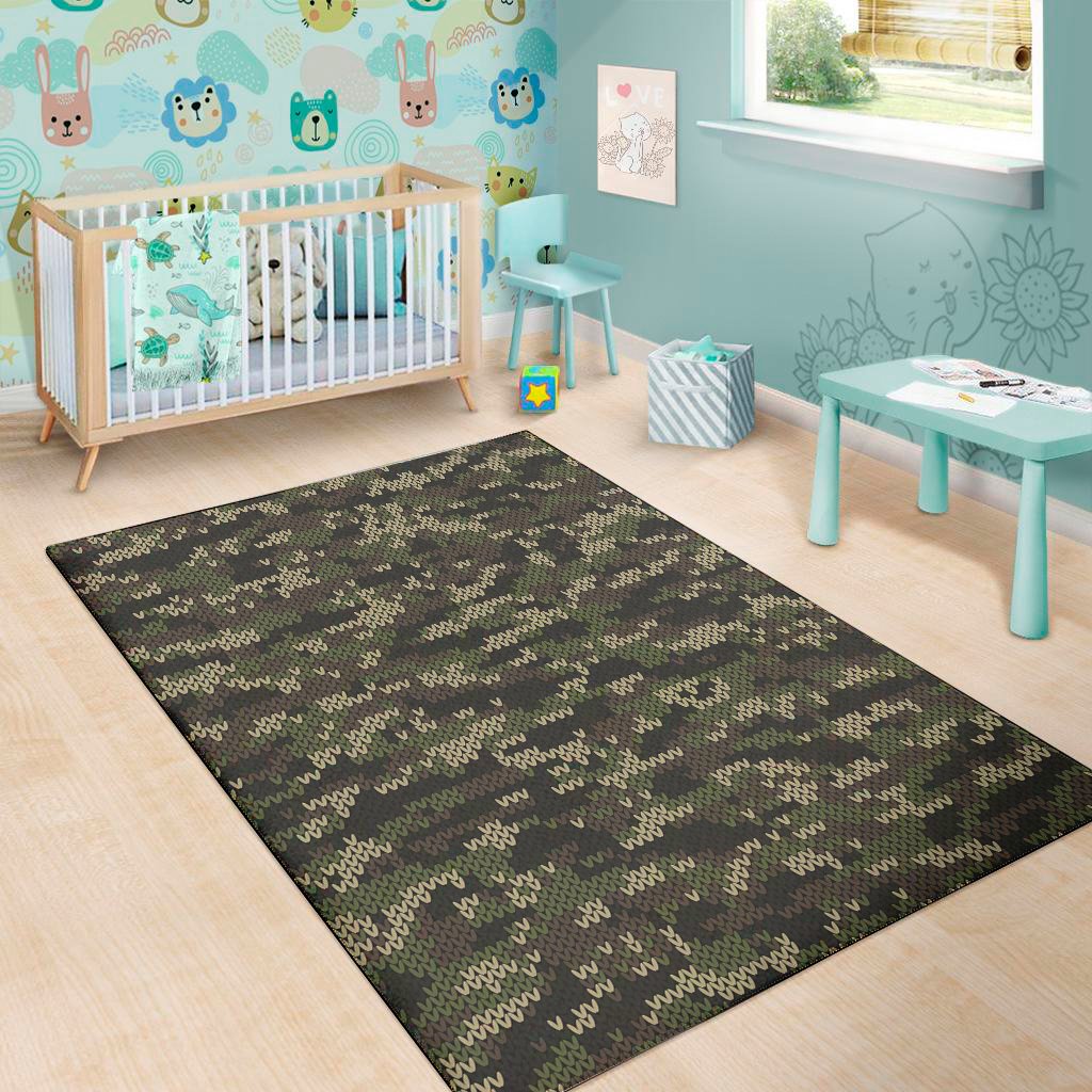 army camouflage knitted pattern print area rug floor decor 1092