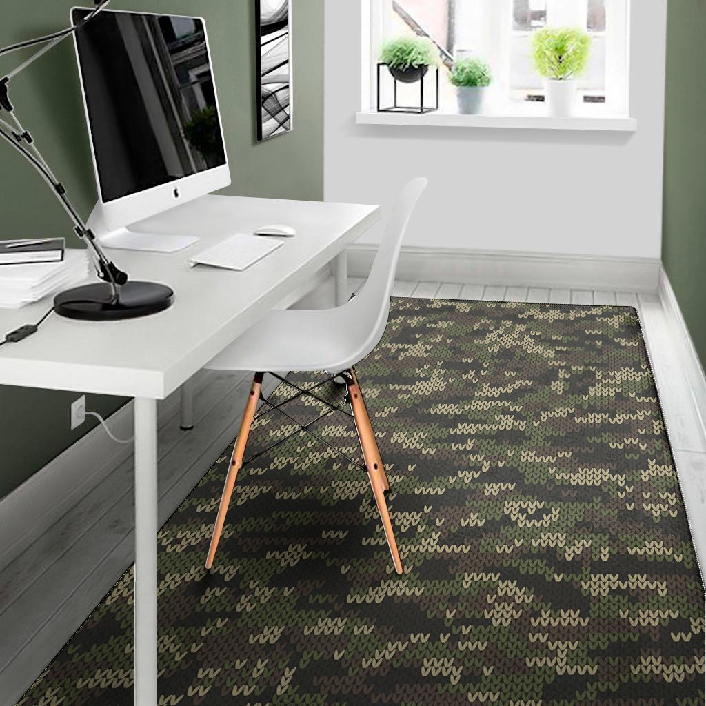 army camouflage knitted pattern print area rug floor decor 3829