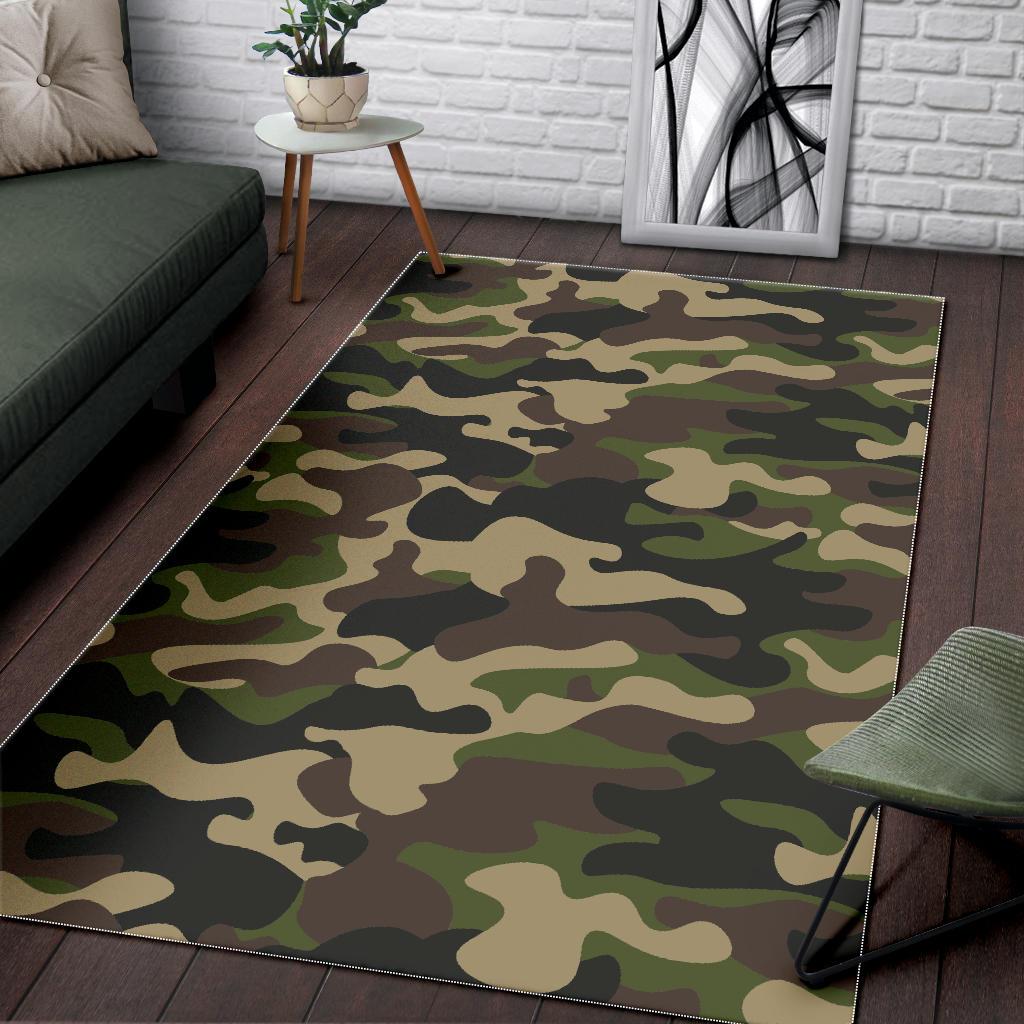 army green camouflage print area rug floor decor 6520