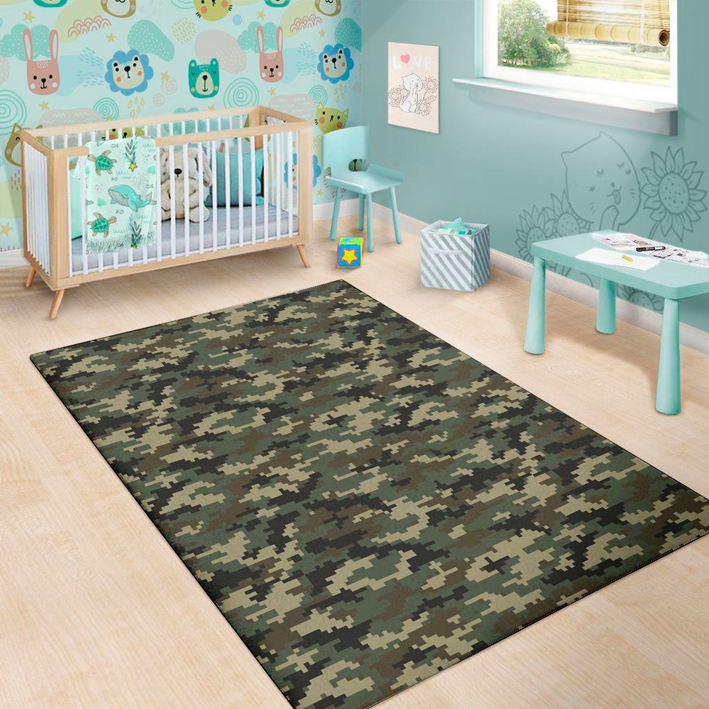 army green digital camo pattern print area rug floor decor 2096