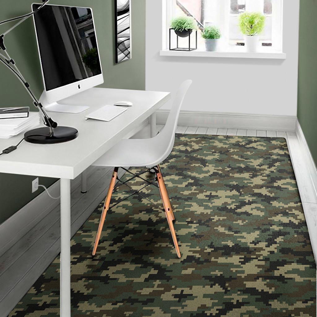 army green digital camo pattern print area rug floor decor 8427