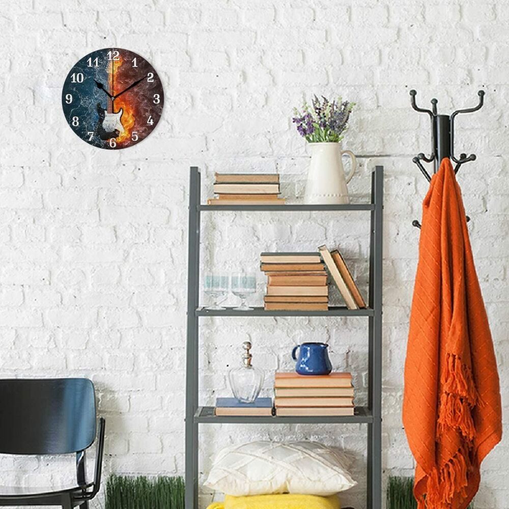 Art Ice Fire Rock Guitar Printed Wall Clock art ice fire rock guitar printed wall clock 3172