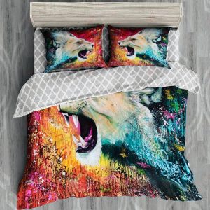 art lion colorful printed bedding set bedroom decor 8299