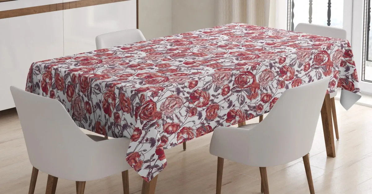 artful garden art with roses 3d printed tablecloth table decor 8328