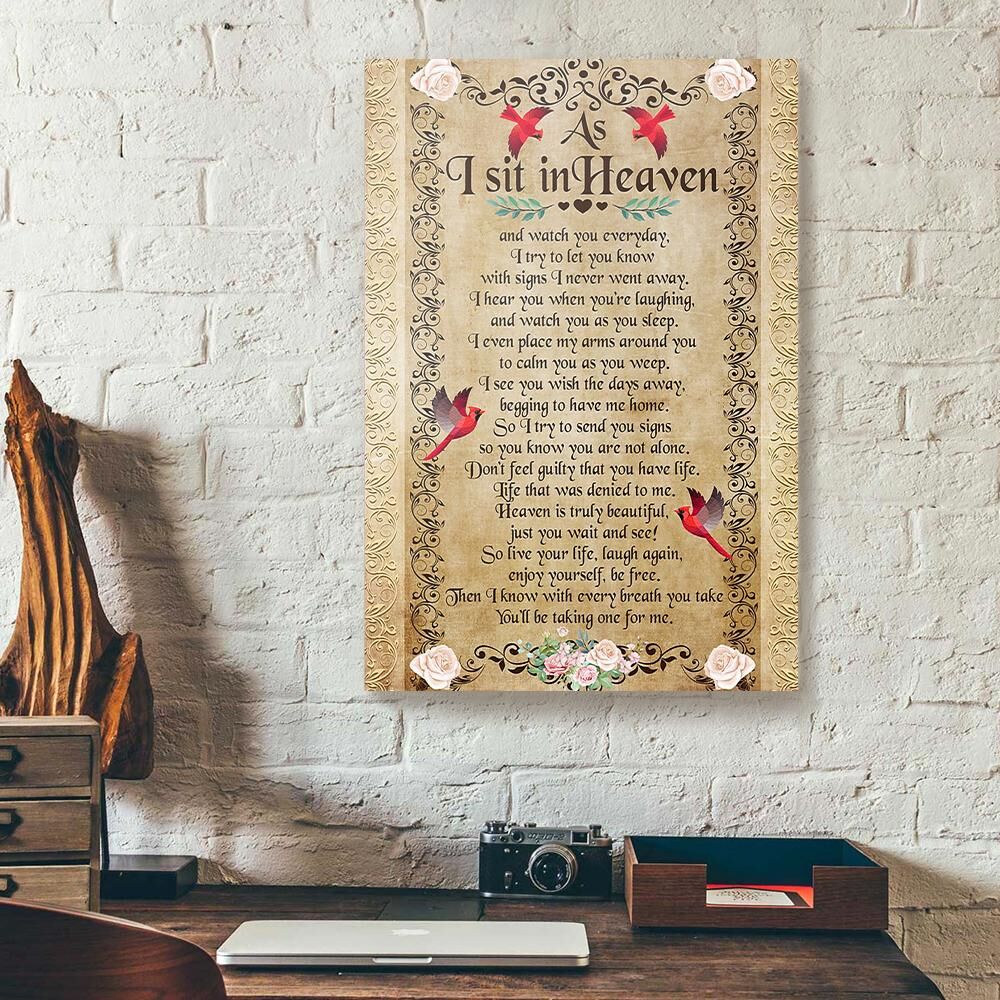 As I Sit In Heaven White Roses Cardinal Canvas Prints - Wall Art Decor as i sit in heaven white roses cardinal canvas prints wall art decor 7308